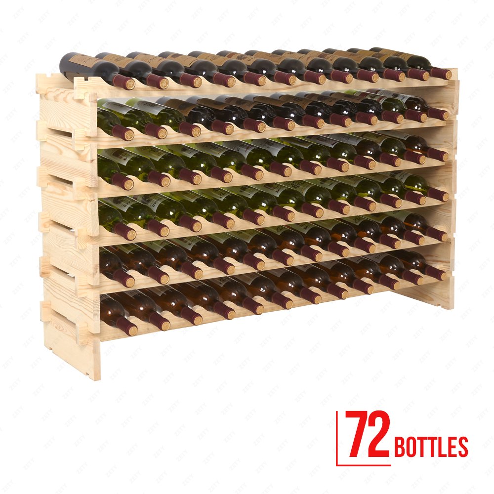 71M4UujF3PL._SL1000_.jpg Mecor Wine Rack Freestanding Floor Wooden Stackable Storage Shelf